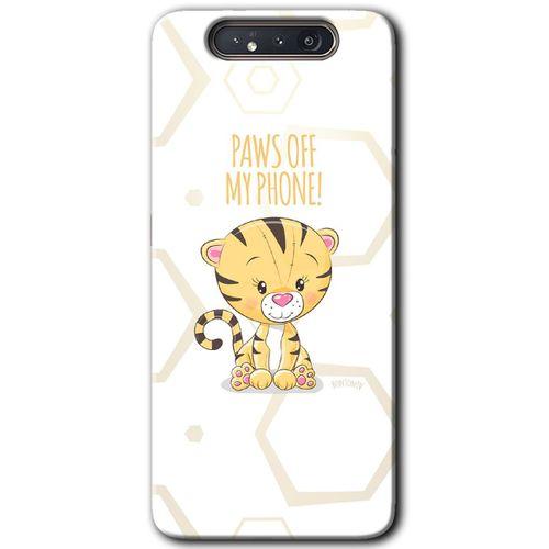 Samsung Galaxy A80 Kılıf Baskılı Kapak - Sevimli Kedi 1 + 5D Tam Kaplayan Cam