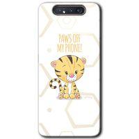 Samsung Galaxy A80 Kılıf Baskılı Kapak - Sevimli Kedi 1 + 5D Tam Kaplayan Cam