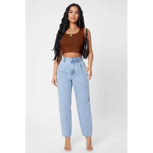 Kadın Kahverengi Modern Fit Kare Yaka Crop Top Bluz