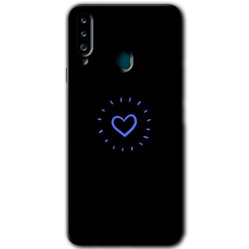 MRCİLETİSİM Samsung Galaxy A20s Kılıf HD Desen Baskılı Arka Kapak + Temperli Cam - Heart Strokes