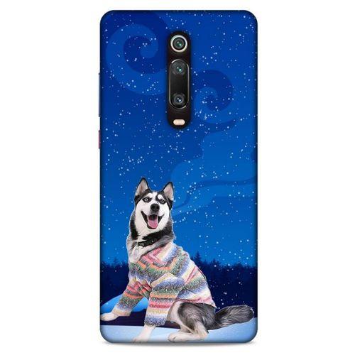 Xiaomi Mi 9T Kılıf Köpek Kıyafetleri (45) Liquid Air Kılıf Husky Renkli Süveter