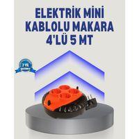 5 Metre Uzatma Kablolu 4 Prizli Makara Kırmızı
