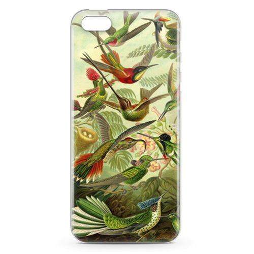 Apple iPhone 5s Kılıf Suluboya Trochilus Arka Kapak Koruma Desenli Full Koruyucu