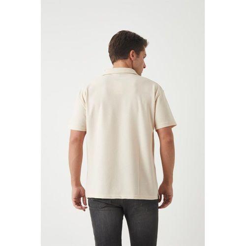 Havlu Kumaş Polo Yaka Erkek T-Shirt - Bej