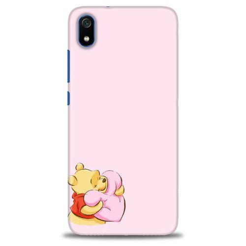 Xiaomi Redmi 7A Kılıf HD Baskılı Kılıf - Winnie the Pooh Kalpli + Tam Ekran Koruyucu