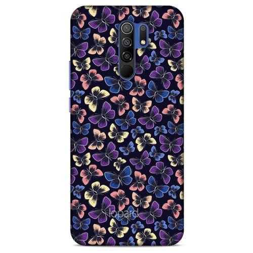 Xiaomi Redmi 9 Kılıf Kelebek Etkisi (20) Koruyucu Kılıf Fuşya Mavi