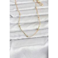 CM 14K Gold Renk Burgu ve Top Zincirli Model 60 cm Kadın Kolye