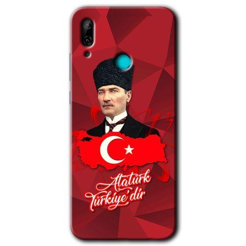 Huawei P smart 2019 Kılıf Baskılı Kapak - Atatürkiye +Tam Kaplayan Mat Seramik