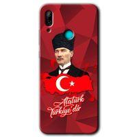 Huawei P smart 2019 Kılıf Baskılı Kapak - Atatürkiye +Tam Kaplayan Mat Seramik