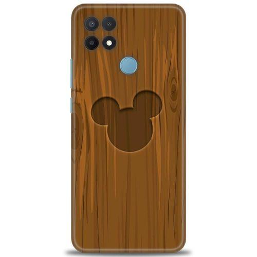 Oppo A15S Kılıf HD Baskılı Kılıf - Ahşap Mickey + Tam Ekran Koruyucu