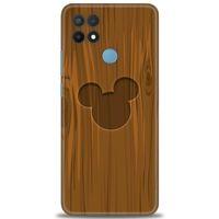 Oppo A15S Kılıf HD Baskılı Kılıf - Ahşap Mickey + Tam Ekran Koruyucu