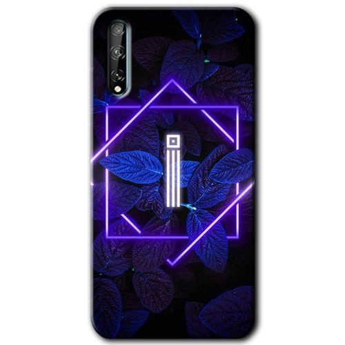 Huawei Y8P HD Baskılı Kılıf + 9D Tam Ekran Koruyucu - Dark Neon Yaprak İ Harfi