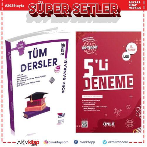 Açı Yayınları 8. Sınıf LGS Tüm Dersler Soru Bankası ve Ünlü 5 li Deneme Seti 2 Kitap