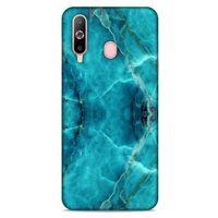 Mermer Desenli (13) Tema Silikon Kap Turkuaz Samsung Galaxy A60 Kılıf