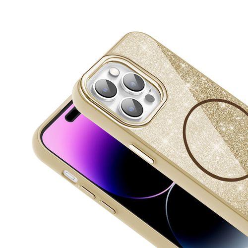 Apple iPhone 14 Pro Max Kılıf M-safe Şarj Özellikli Parlayan Simli Zore Okso Kapak