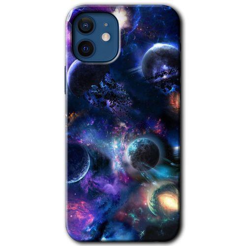 iPhone 12 Mini Kılıf Baskılı Kapak - Gezegen Karışımı + 5D Tam Kaplayan Cam