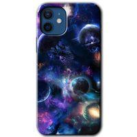iPhone 12 Mini Kılıf Baskılı Kapak - Gezegen Karışımı + 5D Tam Kaplayan Cam