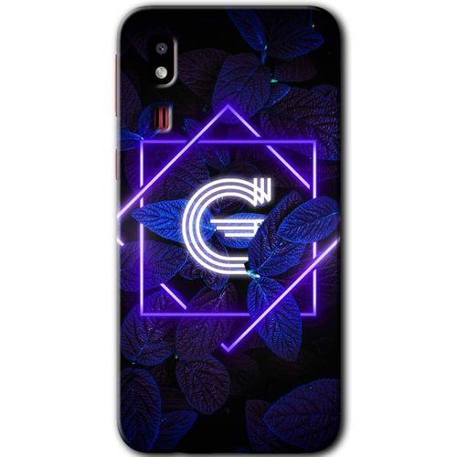 Galaxy A2 Core Kılıf HD Desen Baskılı Arka Kapak - Dark Neon Yaprak G Harfi + Kırılmaz Cam