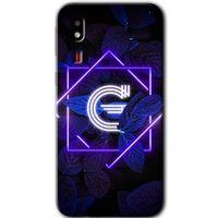 Galaxy A2 Core Kılıf HD Desen Baskılı Arka Kapak - Dark Neon Yaprak G Harfi + Kırılmaz Cam