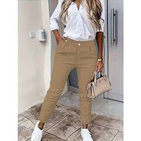 Kadın Yüksek Bel önden Düğmeli Cepli Bilek Lastik Detay Atlas Pantolon