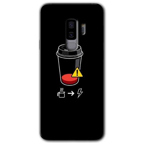 Samsung Galaxy S9 Plus HD Baskılı Kılıf + 9D Tam Ekran Koruyucu - Coffee Battery