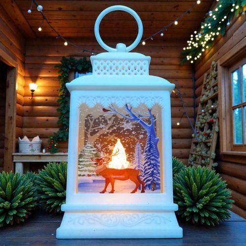 VIP BEYAZ GEYİK YILBAŞI FENERİ GÜN IŞIĞI LED IŞIKLI FENER YILBAŞI HEDİYELERİ YILBAŞI SÜSLERİ