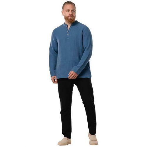 Uzun Kol Erkek Hakim Yaka Double Müslin Sonbahar ve Kışlık Sweatshirt İndigo indg