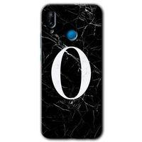 Huawei P20 Lite Kılıf HD Desen Baskılı Arka Kapak - Siyah Mermer Desenli O Harfi + Kırılmaz Cam
