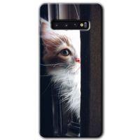Potkal Hediye Fabrikası Samsung Galaxy S10 Kılıf HD Desen Baskılı Arka Kapak - Kedi Bakışı