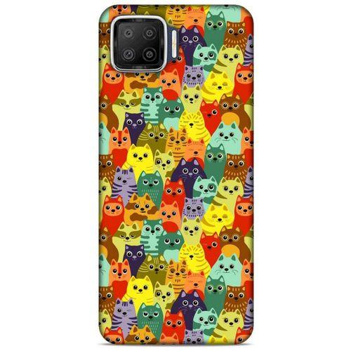 Lopard Oppo A73 Uyumlu Kılıf Kediler (38) Neo Hybrid Kılıf Mor