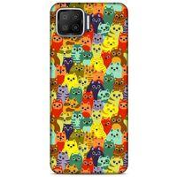 Lopard Oppo A73 Uyumlu Kılıf Kediler (38) Neo Hybrid Kılıf Mor