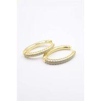 Taşlı Halka Küpe - Altın