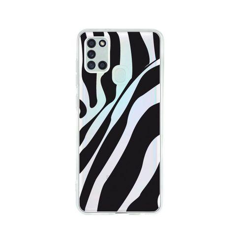 Samsung A21S Zebra Desenli Premium Şeffaf Silikon Kılıf