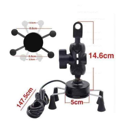 KNMASTER Knmaster X Serisi Motosiklet Ayna Ve Gidon Bağlantılı Usb Girişli Telefon Tutacağı