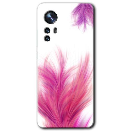 Xiaomi Mi 12 Pro Kılıf HD Desen Baskılı Arka Kapak + Temperli Cam - Pembe Tüy