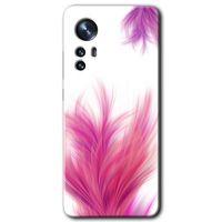 Xiaomi Mi 12 Pro Kılıf HD Desen Baskılı Arka Kapak + Temperli Cam - Pembe Tüy