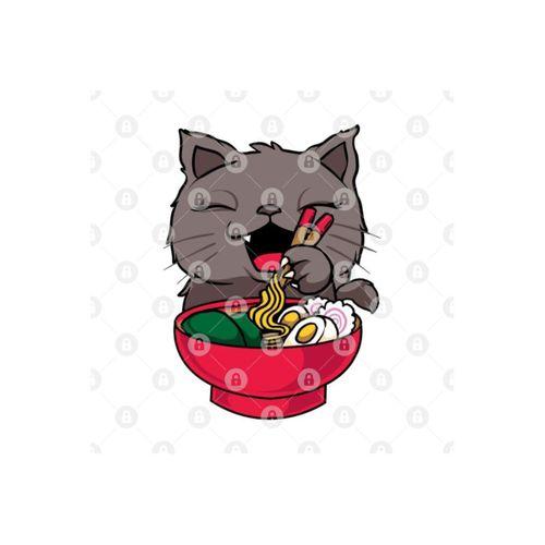 Cute & Funny Anime Kitty Ramen Kawaii Cat Kupa