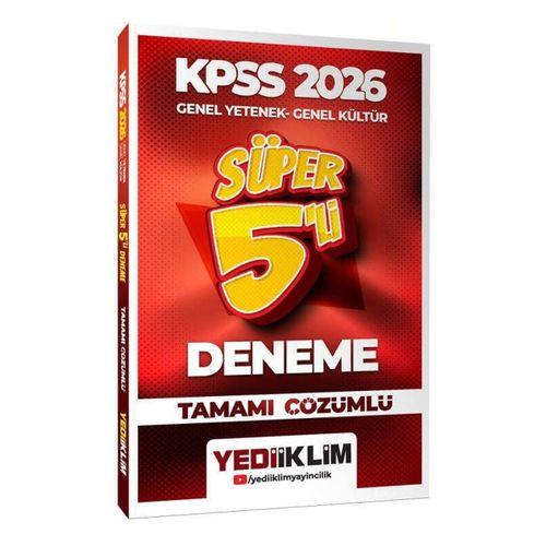 2026 KPSS Genel Yetenek Genel Kültür Tamamı Çözümlü Süper 5 li Deneme Yediiklim Yayınları
