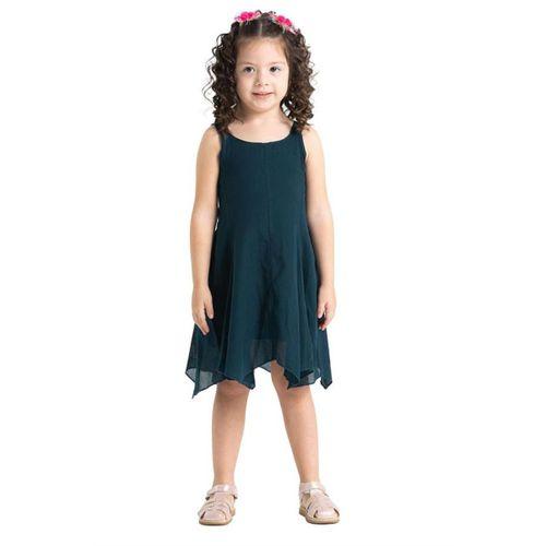 Askılı Vual Emel Yazlık Çocuk Elbise Petrol Ptrl