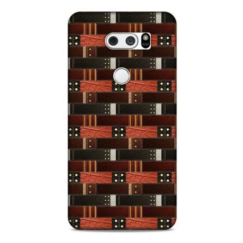 LG K40S Kılıf Patchwork (19) Kılıfları Kahve Turuncu