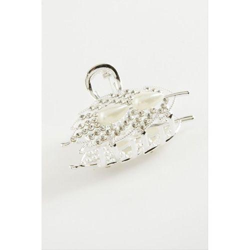 Yaprak İnci Taşlı Metal Mandal Toka 4,5 cm