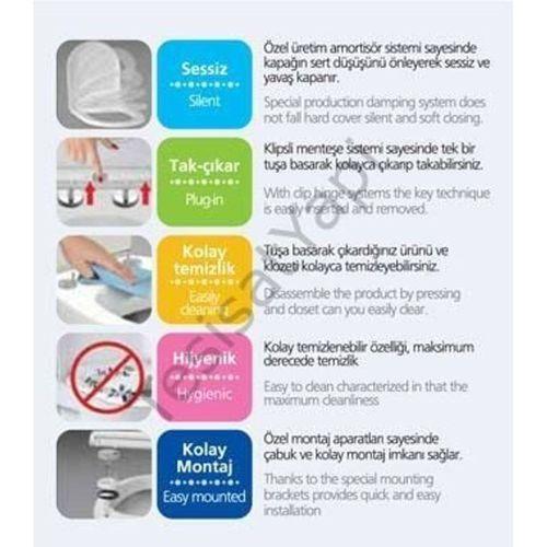 Abs Klozet Kapağı Yavaş Kapanan Kare Sedef Modeli