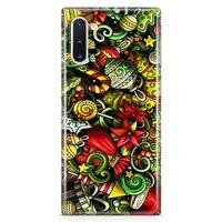 Samsung Galaxy Note 10 Kılıf Ev Süsleri Doodle Arka Kapak Koruma Desenli Full Koruyucu