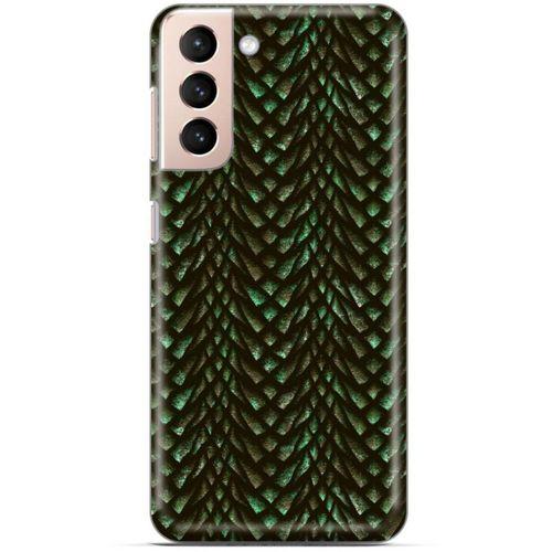 Samsung Galaxy S21 Kılıf Dragons (3) Kapak Ejderha Cilt Yeşil
