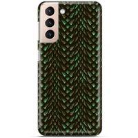 Samsung Galaxy S21 Kılıf Dragons (3) Kapak Ejderha Cilt Yeşil