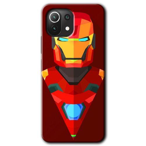 Xiaomi Mi 11 Lite Kılıf HD Desen Baskılı Arka Kapak + Temperli Cam - İron Man Çizim