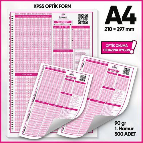 KPSS (GY-GK) Deneme Sınavları İçin 500 Adet (90 GR) Optik Form - Optik Okuma Uyumlu