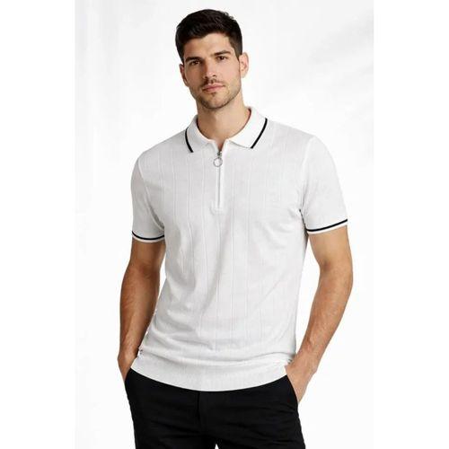 Erkek 3’lü Paket Dokuma Triko Fermuarlı Yakalı Fitilli Kısa Kollu Regular Fit Tişört - Beyaz, Haki, Siyah