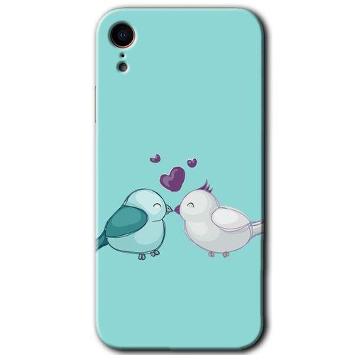 MRCİLETİSİM iPhone XR Kılıf Baskılı Kapak - Mutlu Kuşlar + 5D Tam Kaplayan Cam