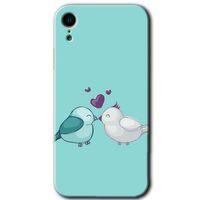 MRCİLETİSİM iPhone XR Kılıf Baskılı Kapak - Mutlu Kuşlar + 5D Tam Kaplayan Cam